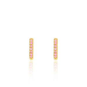 18K Gold Plated Huggie Earrings w/ Pink Cz - Girl Nation