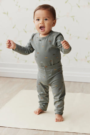 Organic Cotton Modal Legging - Vintage Cars Agave - Jamie Kay DISCOUNTED