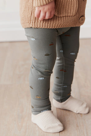 Organic Cotton Modal Legging - Vintage Cars Agave - Jamie Kay DISCOUNTED