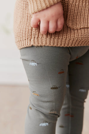 Organic Cotton Modal Legging - Vintage Cars Agave - Jamie Kay DISCOUNTED