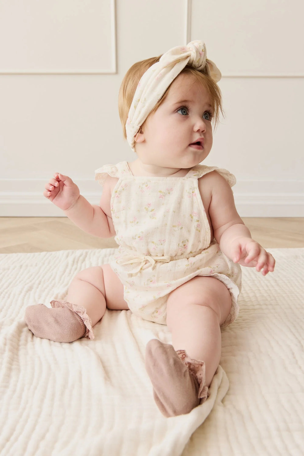 Organic Cotton Muslin Luciana Playsuit - Emelia Pink - Jamie Kay