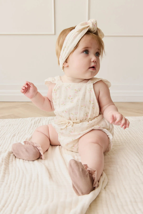 Organic Cotton Muslin Luciana Playsuit - Emelia Pink - Jamie Kay