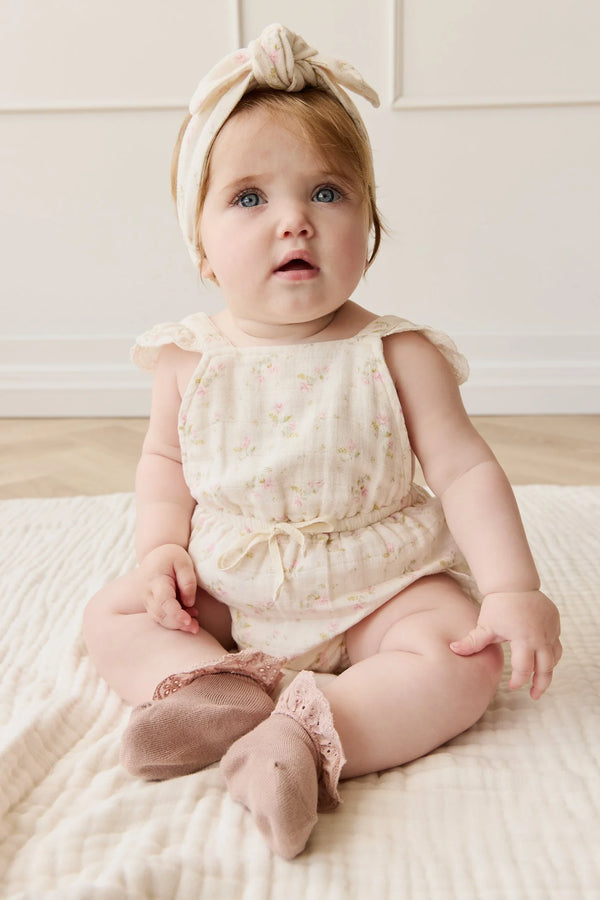 Organic Cotton Muslin Luciana Playsuit - Emelia Pink - Jamie Kay