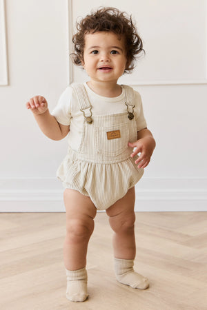 Pax Playsuit - Fine Vertical Stripe Sandy Brown/Cloud - Jamie Kay
