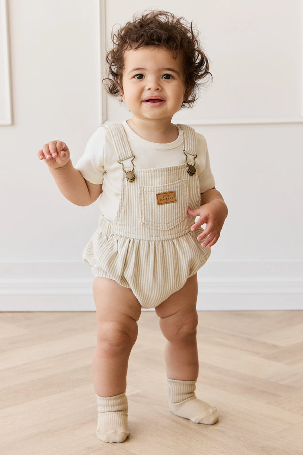Pax Playsuit - Fine Vertical Stripe Sandy Brown/Cloud - Jamie Kay