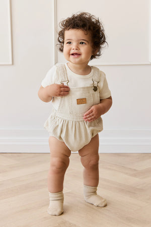 Pax Playsuit - Fine Vertical Stripe Sandy Brown/Cloud - Jamie Kay