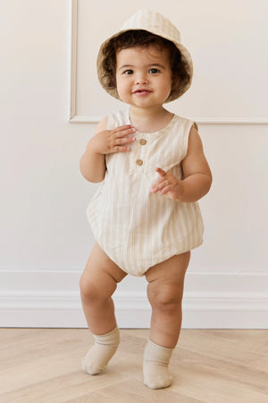 Organic Cotton Archie Playsuit - Variegated Stripe Foam - Jamie Kay