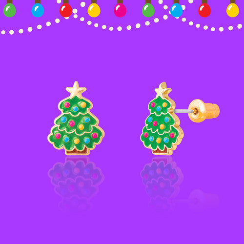 Happy Christmas Tree Stud Earrings - Girl Nation