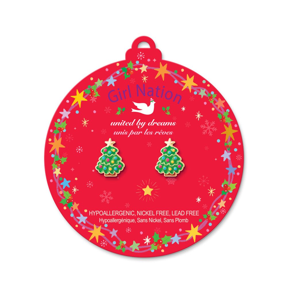 Happy Christmas Tree Stud Earrings - Girl Nation