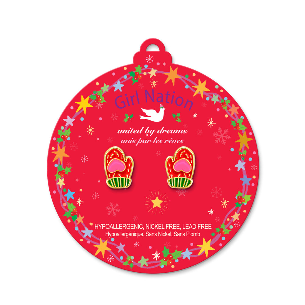 Sweetheart Mitten Cutie Stud Earrings - Girl Nation