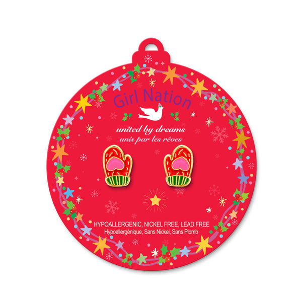 Sweetheart Mitten Cutie Stud Earrings - Girl Nation