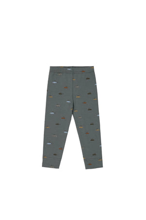 Organic Cotton Modal Legging - Vintage Cars Agave - Jamie Kay DISCOUNTED