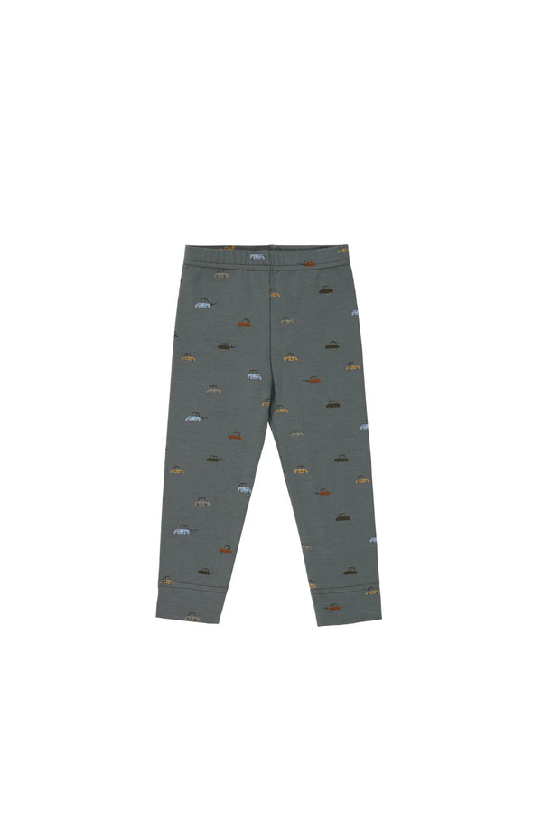 Organic Cotton Modal Legging - Vintage Cars Agave - Jamie Kay DISCOUNTED