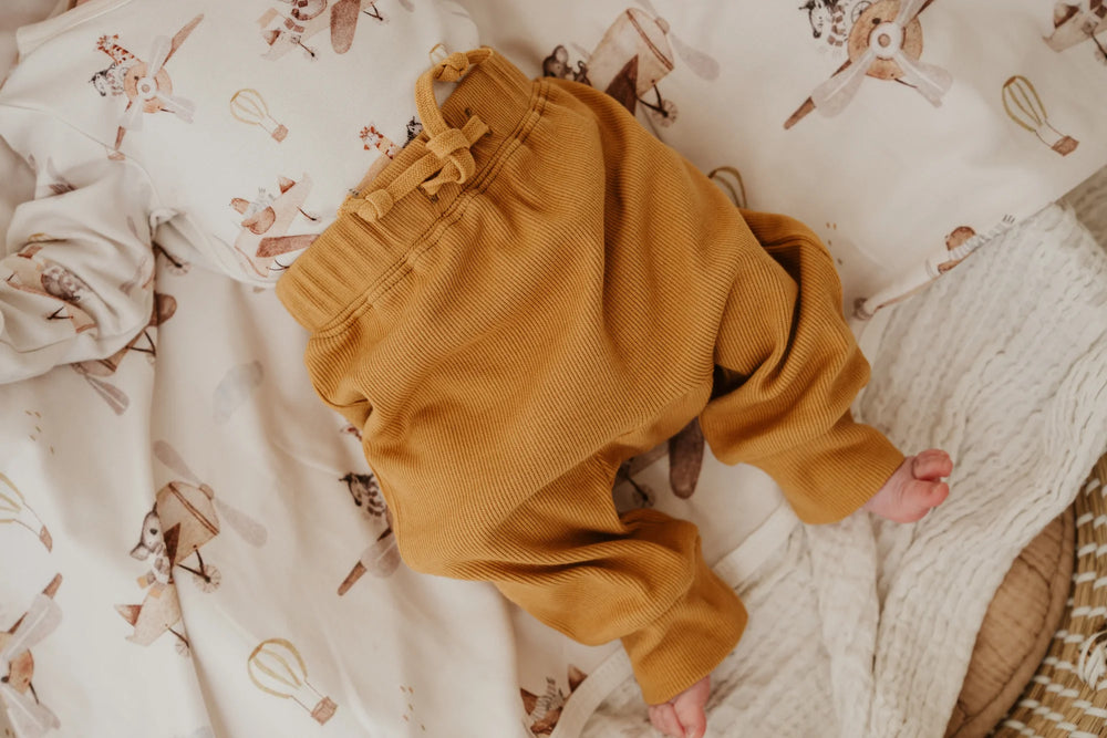 Ribbed Slouch Pants - Mustard - Confetti Kidz - DISCOUNTED