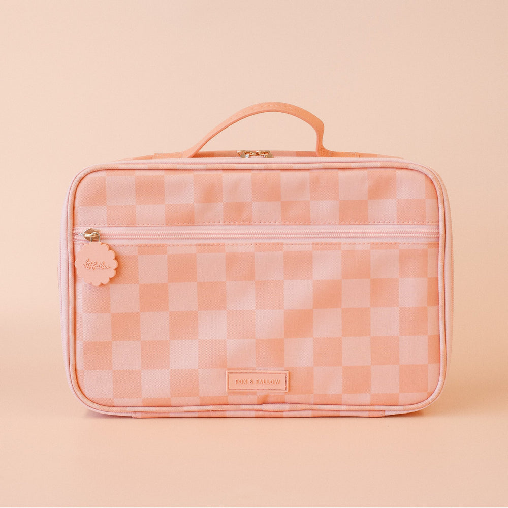 Peach Check Large Lunch Bag - Fox & Fallow