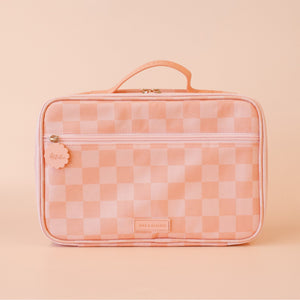 Peach Check Large Lunch Bag - Fox & Fallow