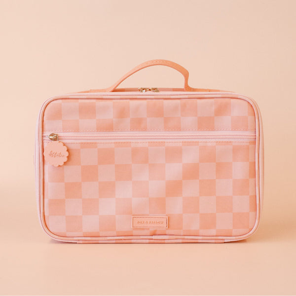 Peach Check Large Lunch Bag - Fox & Fallow