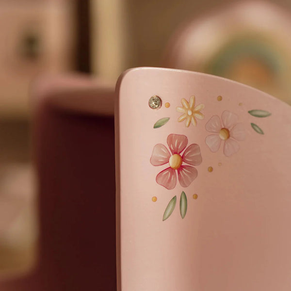 Wooden Doll Pram with Textiles - Pink - Little Dutch