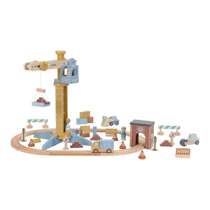 Wooden Crane and Train Track Set - Little Dutch