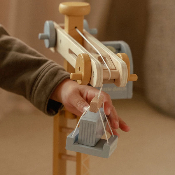 Wooden Crane and Train Track Set - Little Dutch