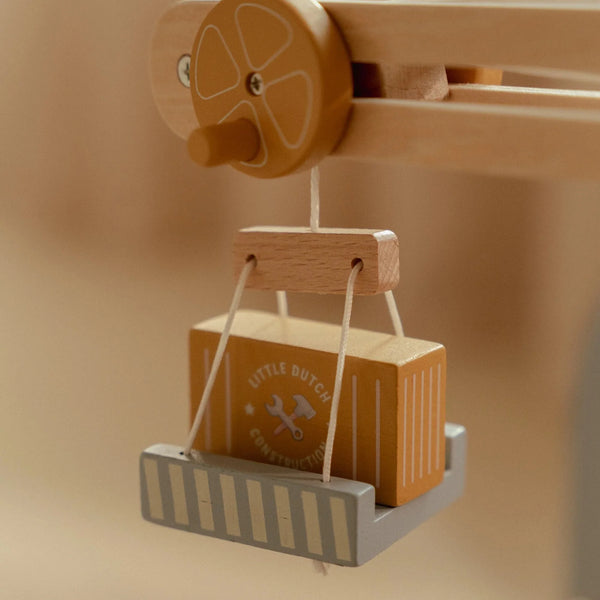 Wooden Crane and Train Track Set - Little Dutch