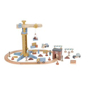 Wooden Crane and Train Track Set - Little Dutch