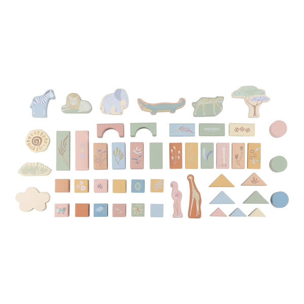 Wooden Building Block Set - Safari Friends - Little Dutch