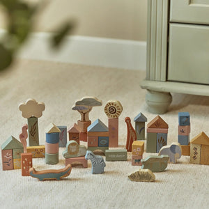 Wooden Building Block Set - Safari Friends - Little Dutch