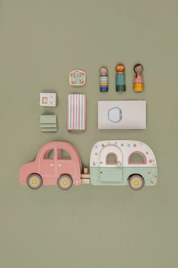 Wooden Toy Car and Caravan - Little Dutch