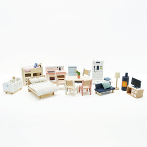 Wooden Dolls House Starter Furniture Set - 35 piece - Le Toy Van