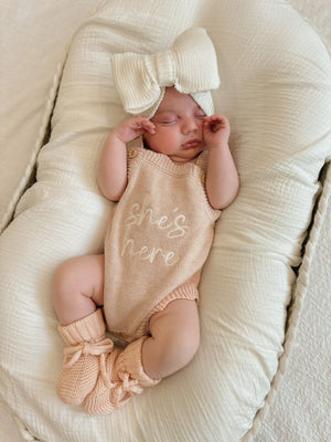 She's Here - Mini Knit Romper - Pink Lemonade - Blossom & Pear