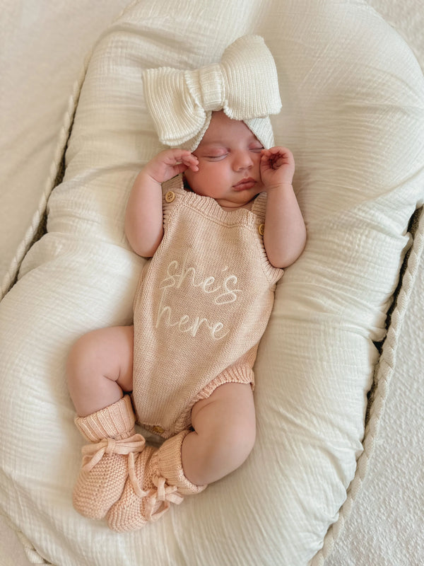 She's Here - Mini Knit Romper - Pink Lemonade - Blossom & Pear