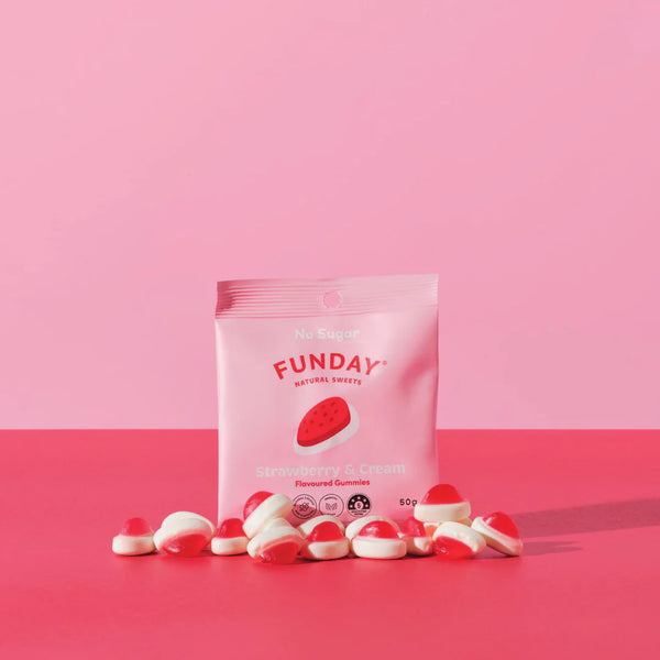 Strawberry & Cream 50g Lollies - Funday Natural Sweets