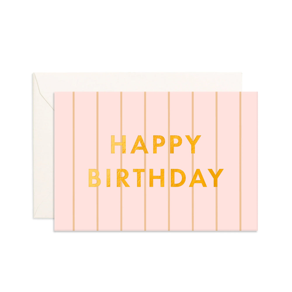 Birthday Peony Pinstripe Mini Greeting Card - Fox & Fallow