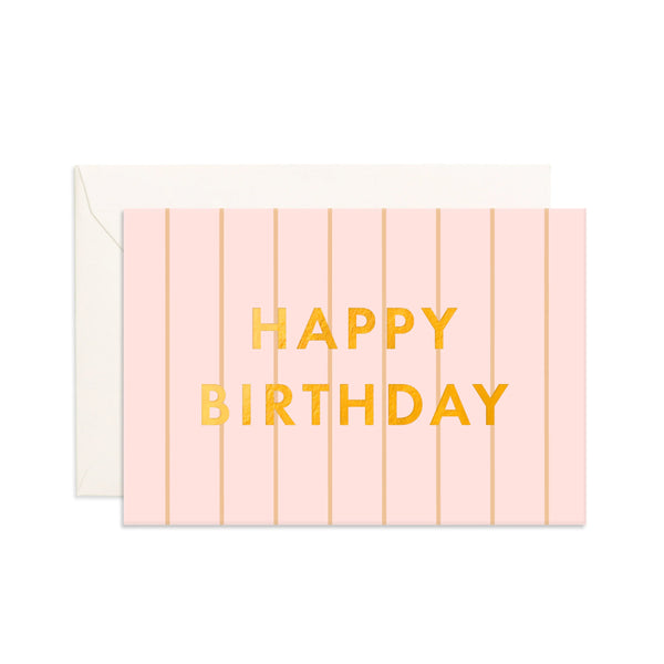 Birthday Peony Pinstripe Mini Greeting Card - Fox & Fallow