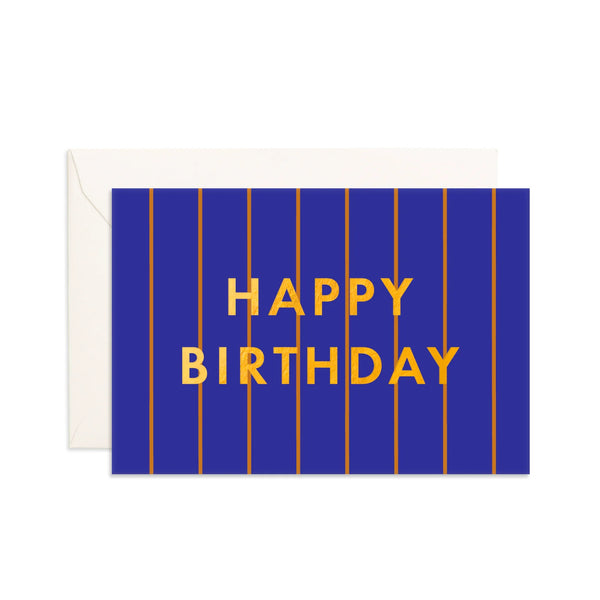 Birthday Cobalt Pinstripe Mini Greeting Card - Fox & Fallow