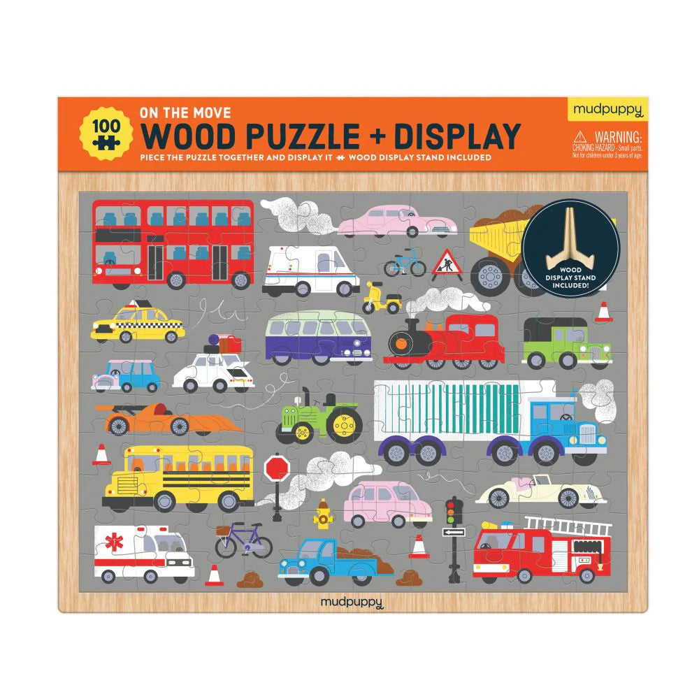 Wooden Puzzle & Display - On the Move - 100 pc - Mudpuppy