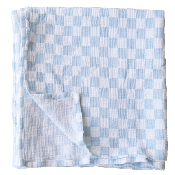 Muslin Swaddle Blue Check - Alimrose
