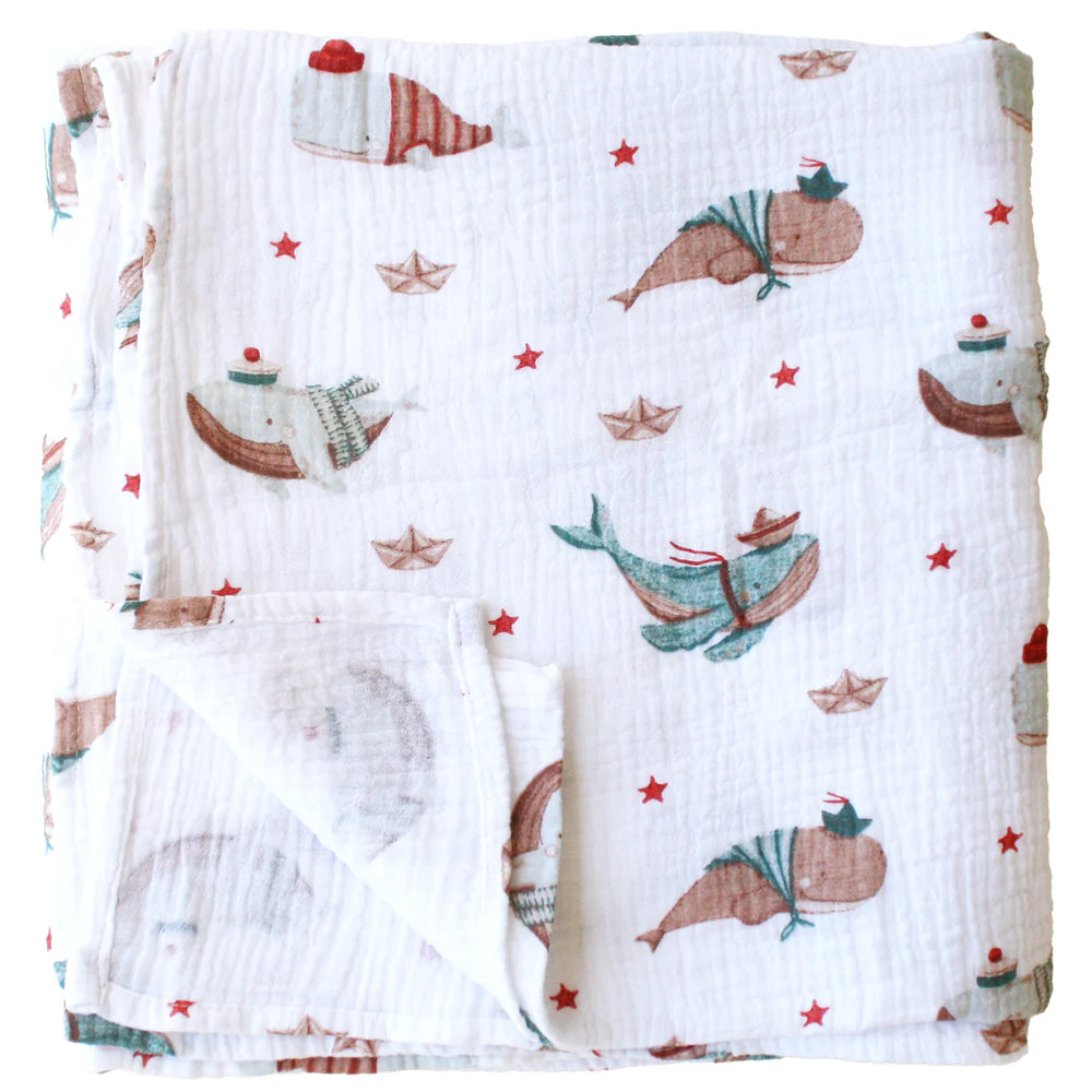 Muslin Swaddle Whales - Alimrose