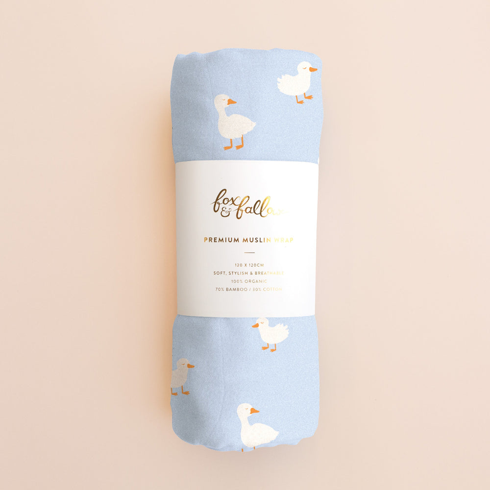 Blue Ducks Muslin Wrap Swaddle - Fox & Fallow