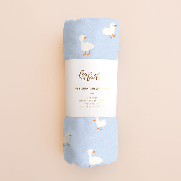 Blue Ducks Muslin Wrap Swaddle - Fox & Fallow
