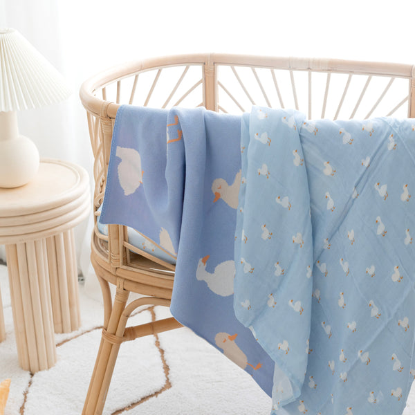 Blue Ducks Muslin Wrap Swaddle - Fox & Fallow
