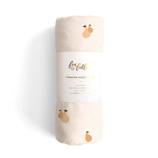 Golden Pears Muslin Wrap Swaddle - Fox & Fallow