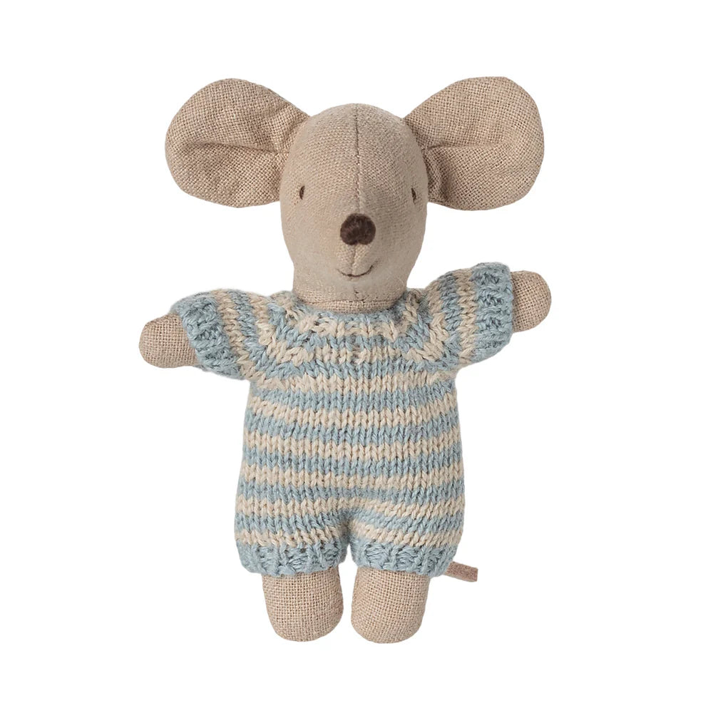 Baby Mouse in Carry Cot Blue - Maileg