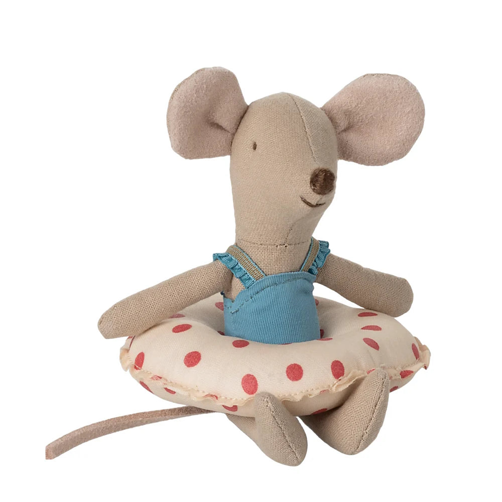 Beach Mouse Little Sister with Float Red Dot - Maileg