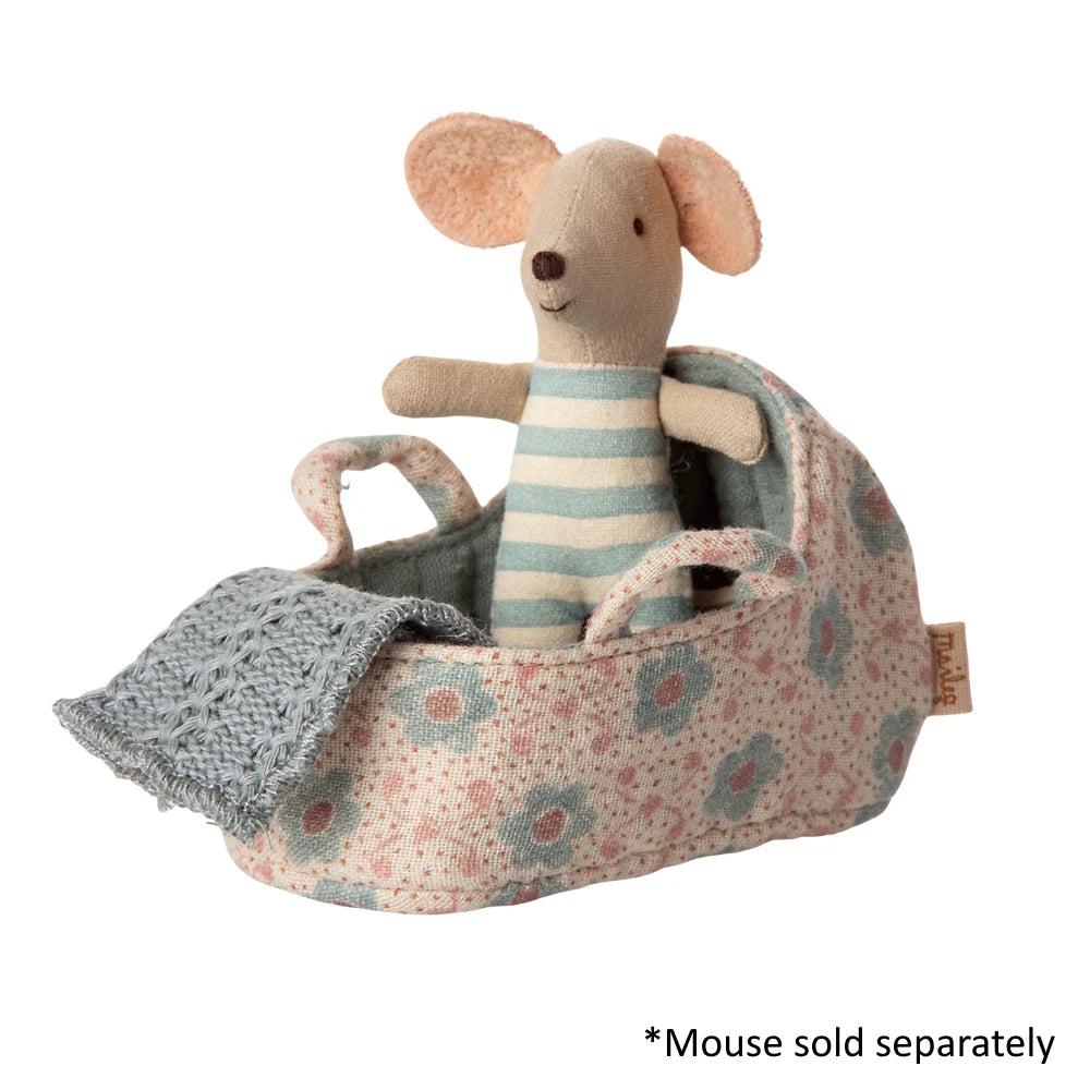 Carry Cot Baby Mouse Blue - Maileg