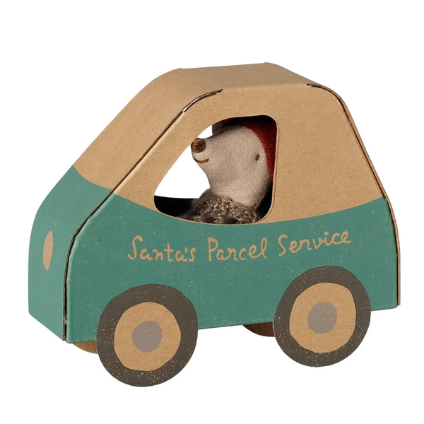 Christmas Mouse Little Brother in Car Box - Maileg
