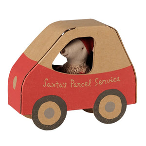 Christmas Mouse Little Sister in Car Box - Maileg