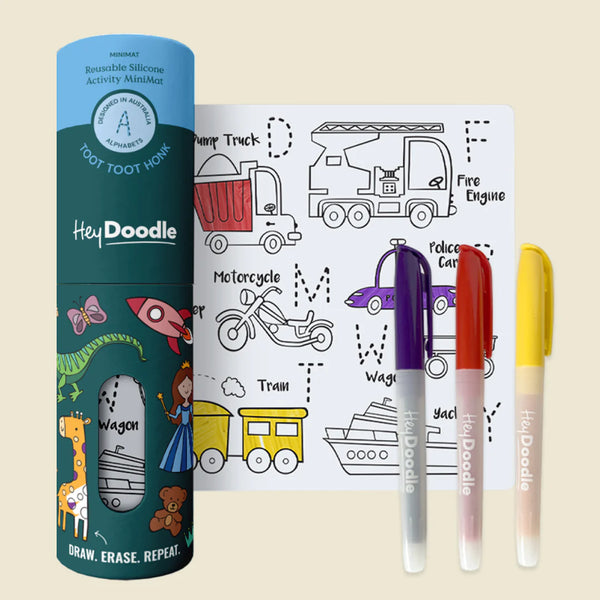 Toot Toot Honk Mini Colouring & Doodle Mat - Hey Doodle