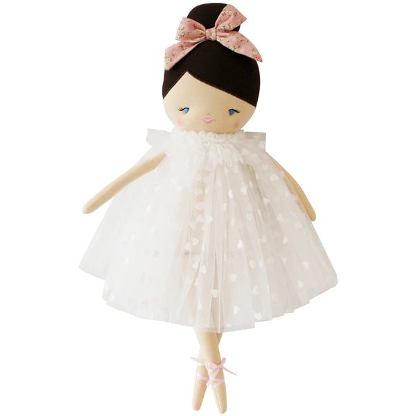Mia Doll 44cm White Flocked Heart Tulle - Alimrose